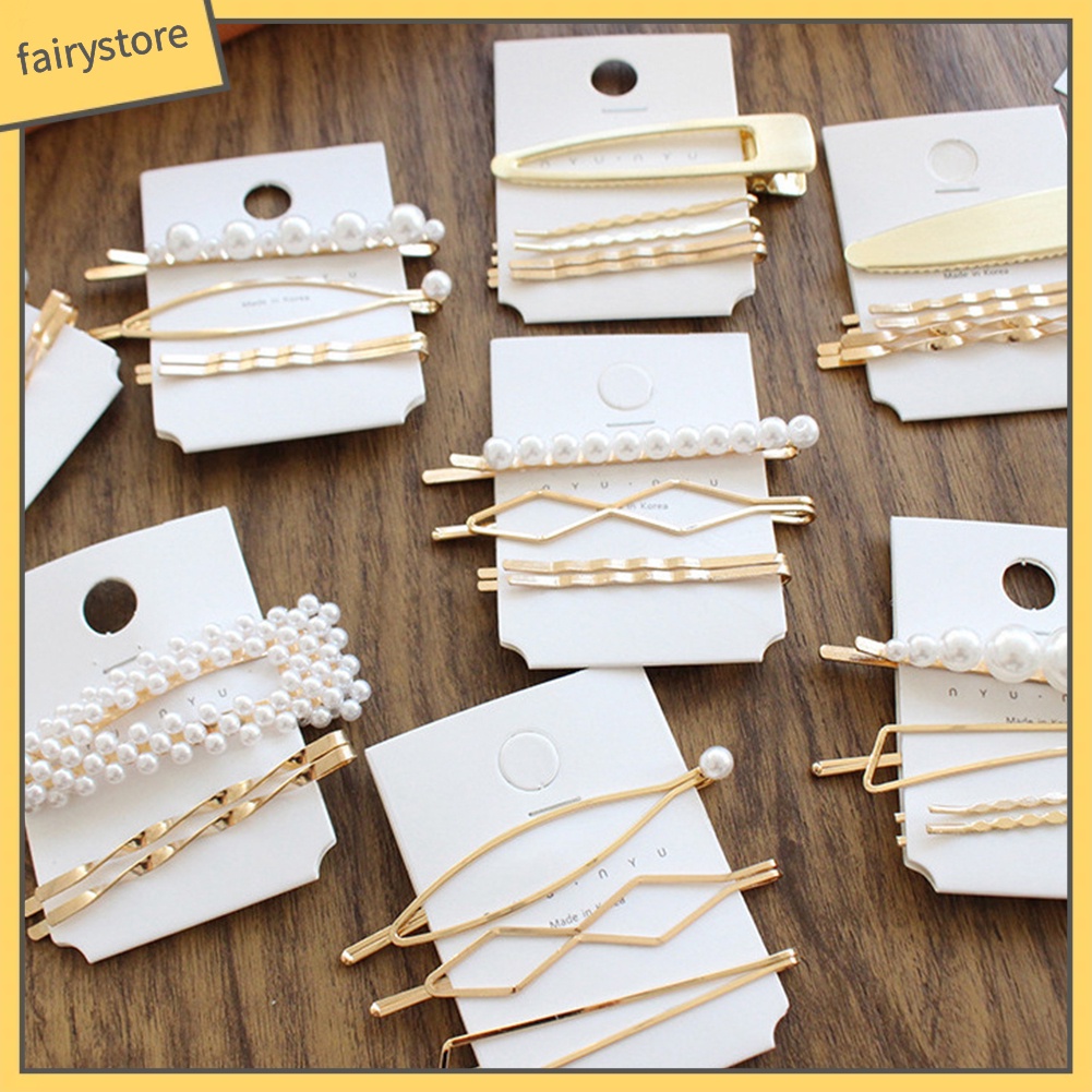 Set 3 / 4 / 5 Kẹp Tóc Đính Ngọc Trai Giả Thời Trang Nữ