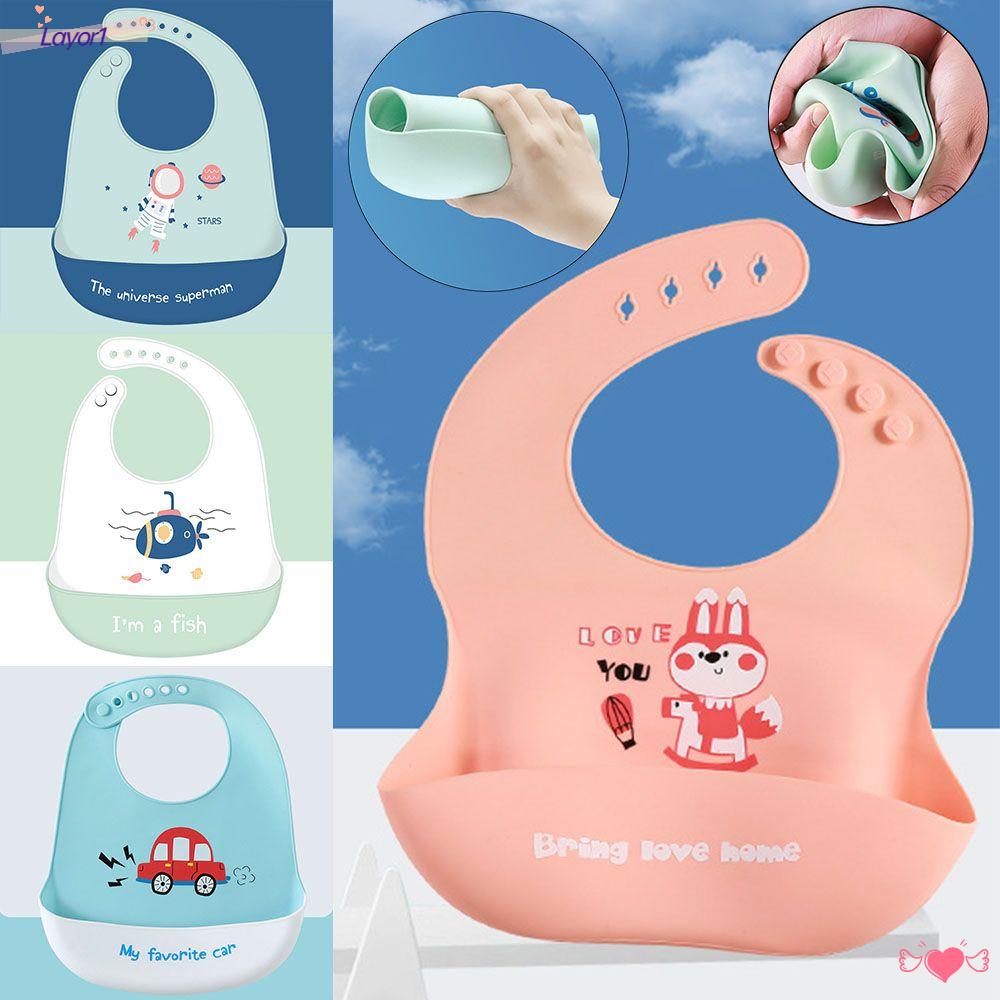 Yếm Ăn Chống Thấm Nước In Họa Tiết Thú Hoạt Hình Cho Bé Sơ Sinh LAYOR1