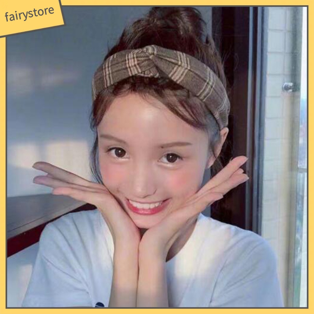 Băng Đô Cài Tóc Bản Rộng Co Giãn In Họa Tiết Kẻ Sọc Cho Nữ