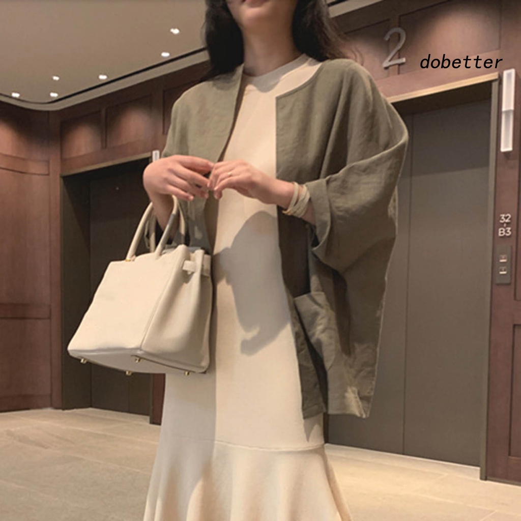 Áo Khoác Cardigan Cổ Tròn Tay Dài Dáng Rộng Phối Túi Trước Nhanh Khô Thời Trang Mùa Hè Cho Nữ