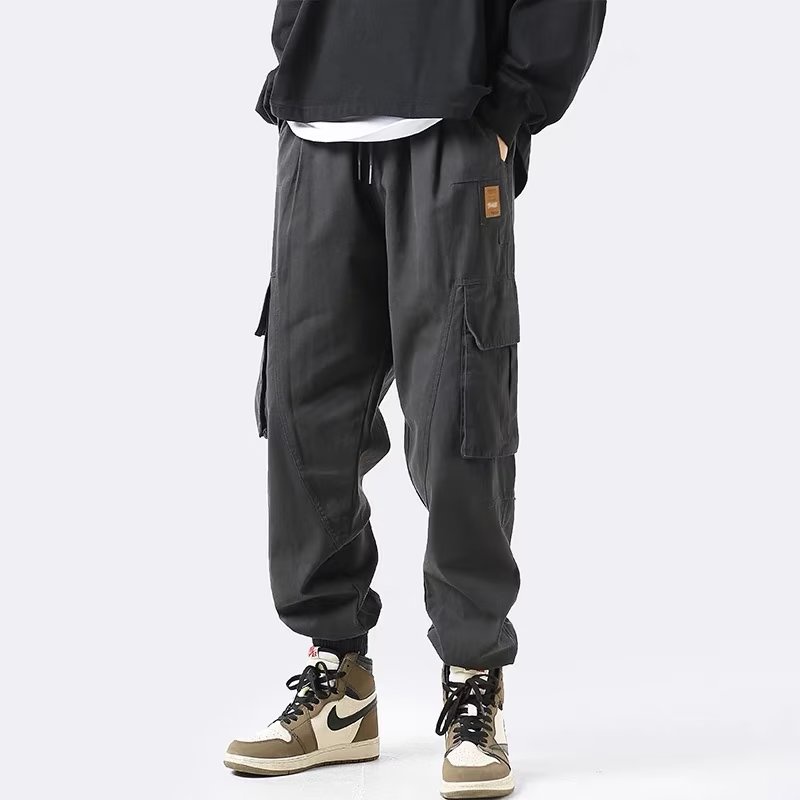 Quần Dài Dáng Rộng Vải Cotton Phối Nhiều Túi Kiểu Retro Nhật Bản Thời Trang Mùa Hè Cho Nam