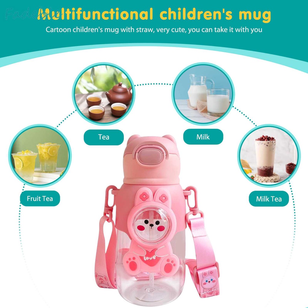 Bình Nước 660ml Bằng Nhựa Chống Tràn Dễ Thương Cho Bé