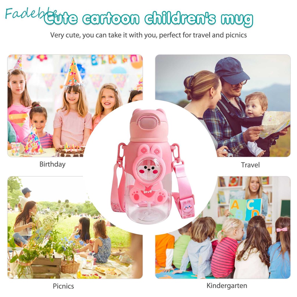 Bình Nước 660ml Bằng Nhựa Chống Tràn Dễ Thương Cho Bé