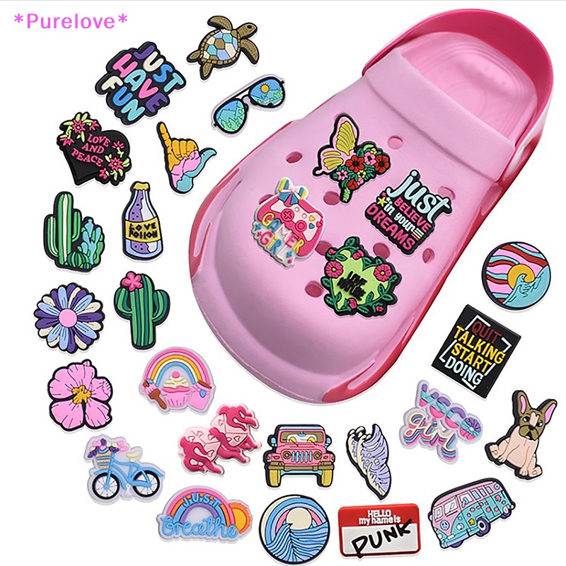 Set 10 Phụ Kiện Khóa Giày Bằng PVC Họa Tiết Hoạt Hình Dễ Thương Cho Jibz Charm Kids Mới