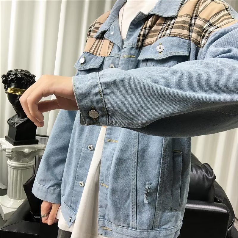 Áo Khoác Denim Dáng Rộng Phong Cách Hàn Quốc Thời Trang Xuân Thu Mới Cho Nam
