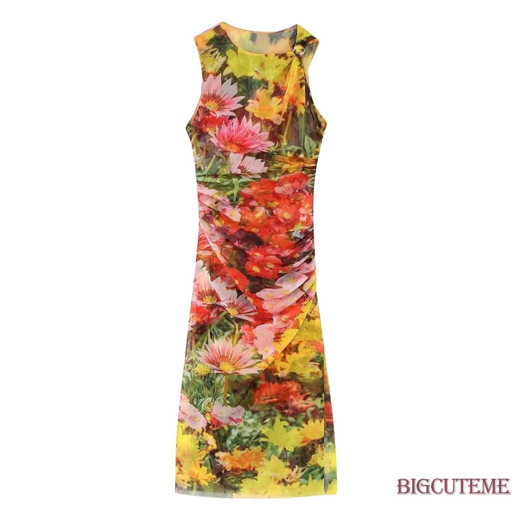 Đầm Lưới Không Tay In Hoa Thời Trang Mùa Hè Dành Cho Nữ