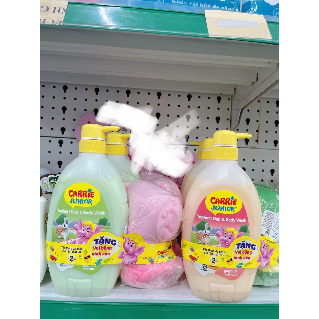 SỮA TẮM GỘI TOÀN THÂN CARRIE JUNIOR 700g  chai tặng kèm gấu bôngSữa tắm gội toàn thân cho bé Carrie 