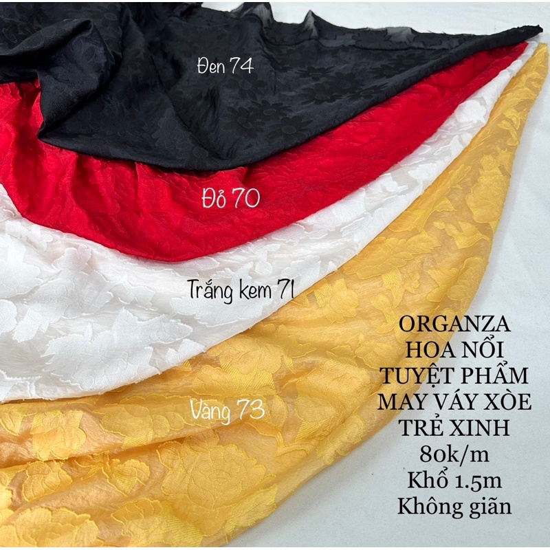 Vải Organza hoa Tết - Gấm hoa may váy Tết du xuân ,trẩy Hội