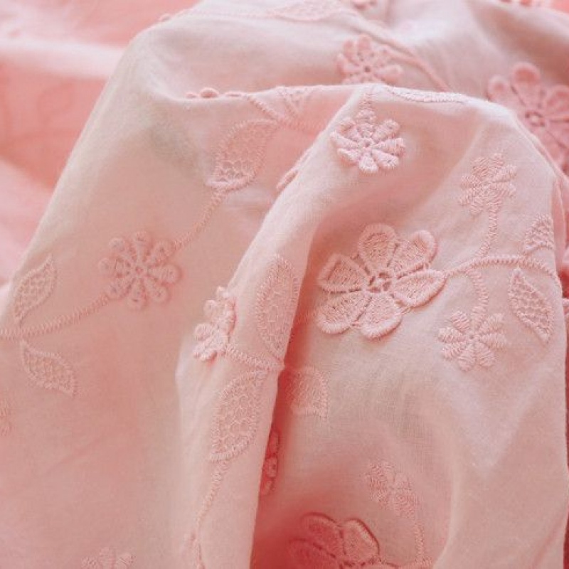 Vải Jacquard Cotton Nguyên Chất Thêu Ba Chiều