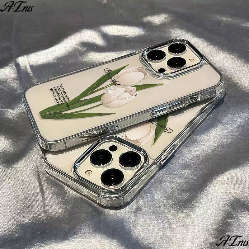 ✅Ốp Điện Thoại Mềm Chống Sốc Họa Tiết Hoa Tulip Cho Iphone 8 / 14Pro max 713 11 12Plus UW5S