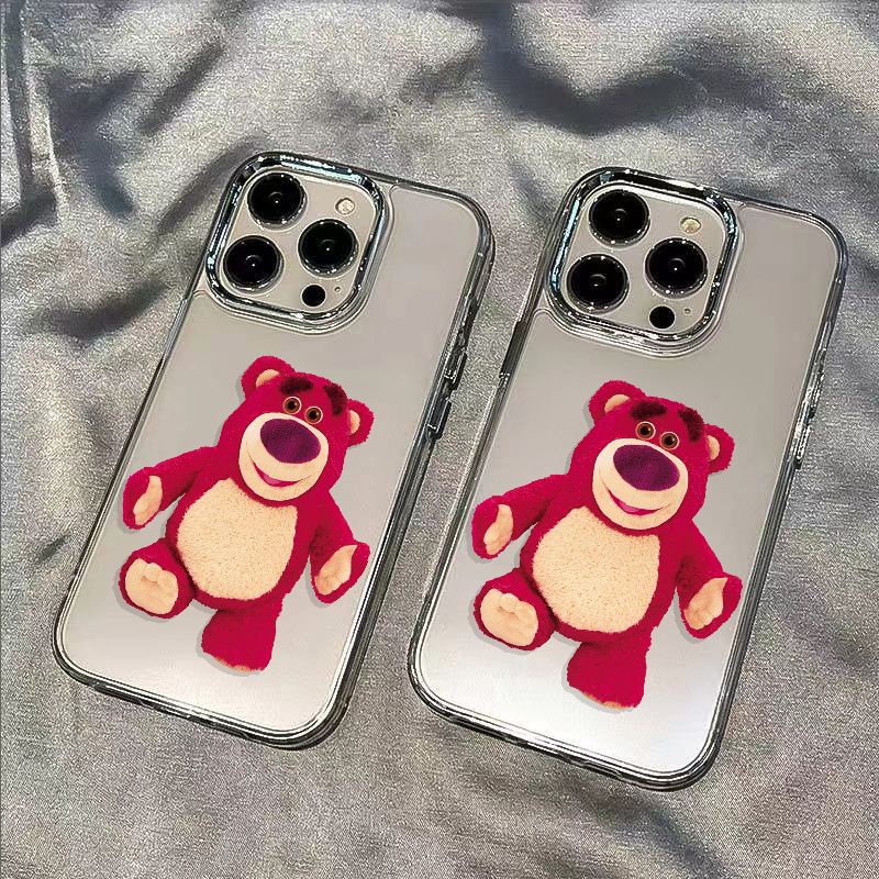 ✅Ốp Điện Thoại Mềm In Hình Gấu Và Dâu Tây Dễ Thương Cho iPhone 12137Plus