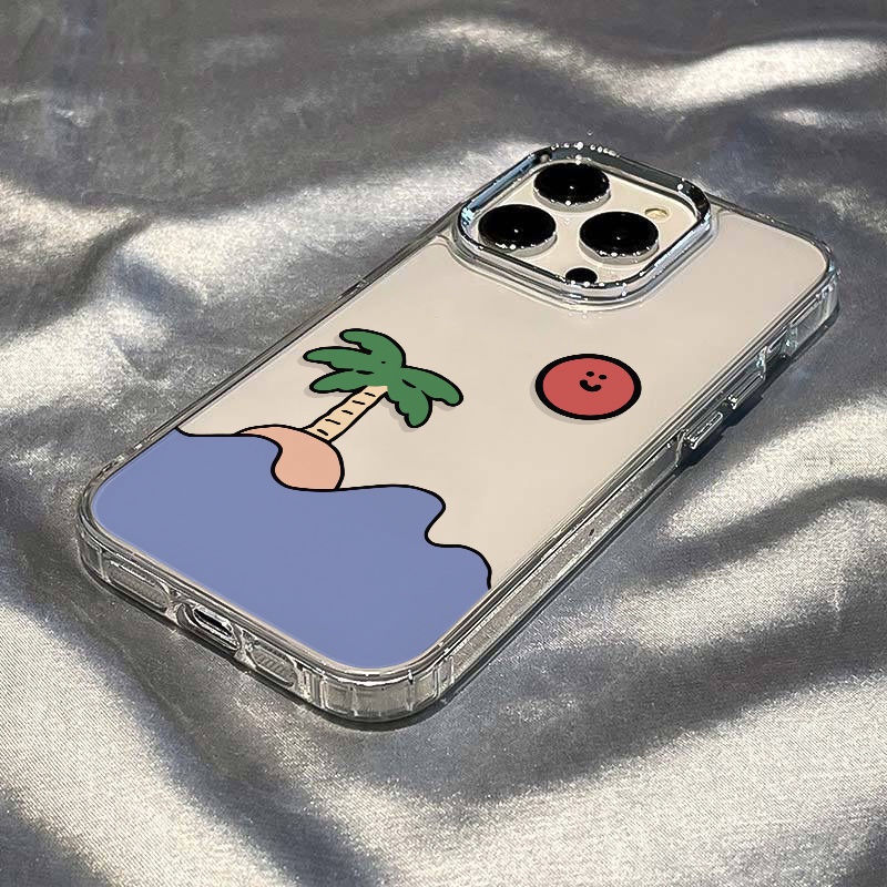 ✅Ốp Điện Thoại Mềm Chống Sốc Họa Tiết Cây Dừa Đơn Giản Cho Iphone 11 12 14Pro 7 8 13