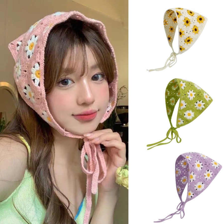 Khăn Choàng Cổ Dệt Kim Hình Tam Giác Khoét Rỗng Phong Cách Hàn Quốc 6 Màu Tùy Chọn Dùng Làm Đạo Cụ Chụp Ảnh Cho Nữ