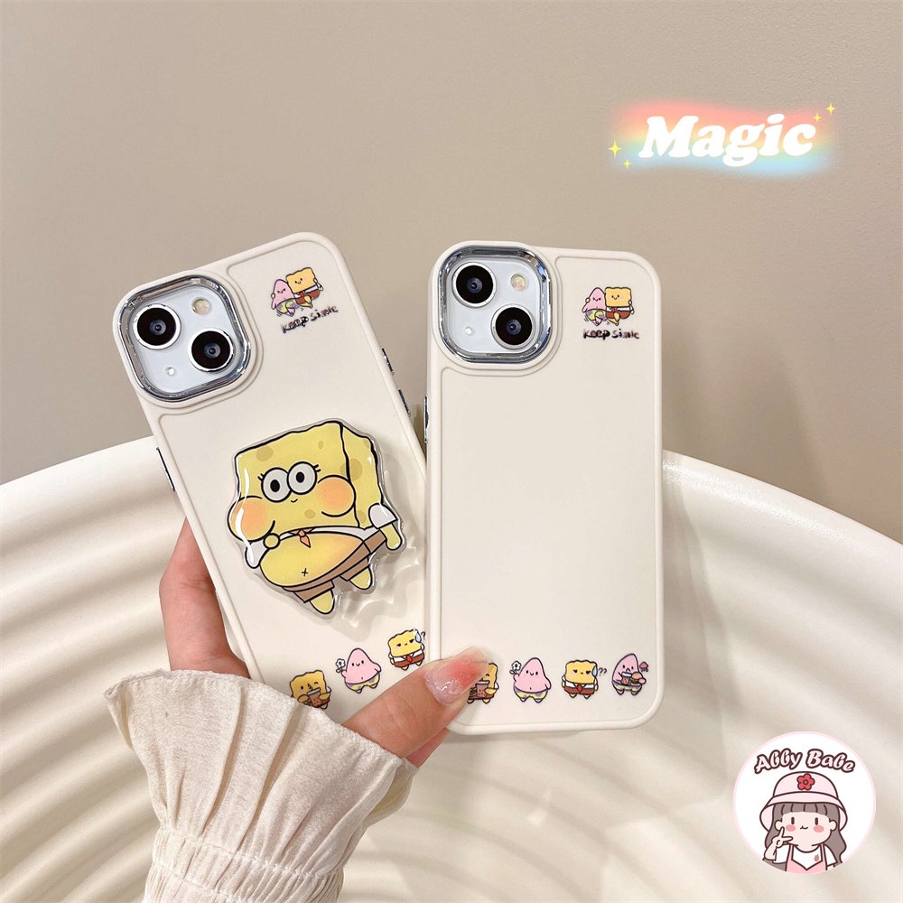 Ốp Điện Thoại TPU Dẻo Họa Tiết Hoạt Hình Spongebob Có Giá Đỡ Bảo Vệ Camera Cho IPhone 14 Pro Max 11 12 Pro Max