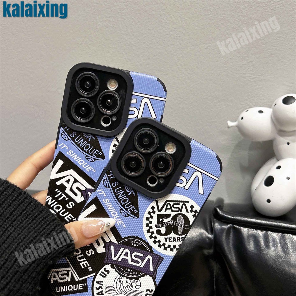 Ốp Điện Thoại Da Mềm Họa Tiết VANS Màu Xanh Dương Cho iPhone 11 12 13 14 Pro Max 14 Plus Xs Max X XR 7 8 Plus