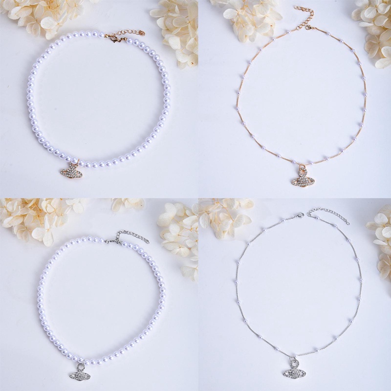 Ygt Vòng cổ Đính Đá Zircon Ngọc Trai Mặt Hình Hành Tinh Cổ Điển Cho Nữ