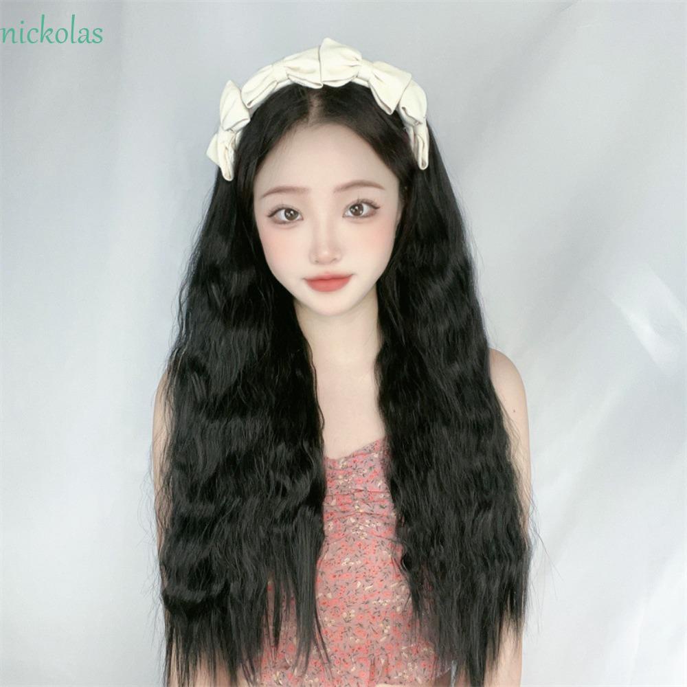 Tóc Giả Thắt Nơ Nửa Đầu Bằng Sợi Tổng Hợp Mềm Mại Chịu Nhiệt Tự Nhiên