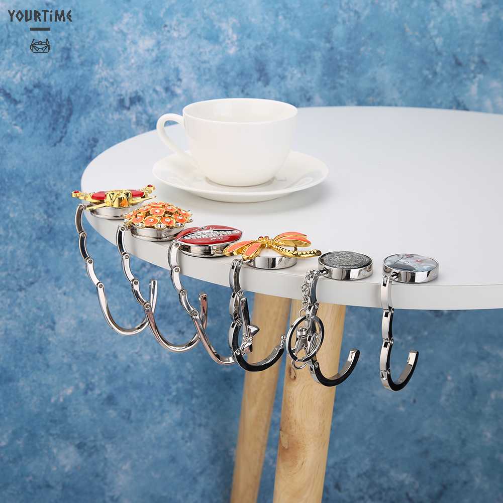 Móc Treo Túi Xách Bằng Hợp Kim Kẽm Đính Đá Gấp Gọn Tiện Dụng Giá Đ