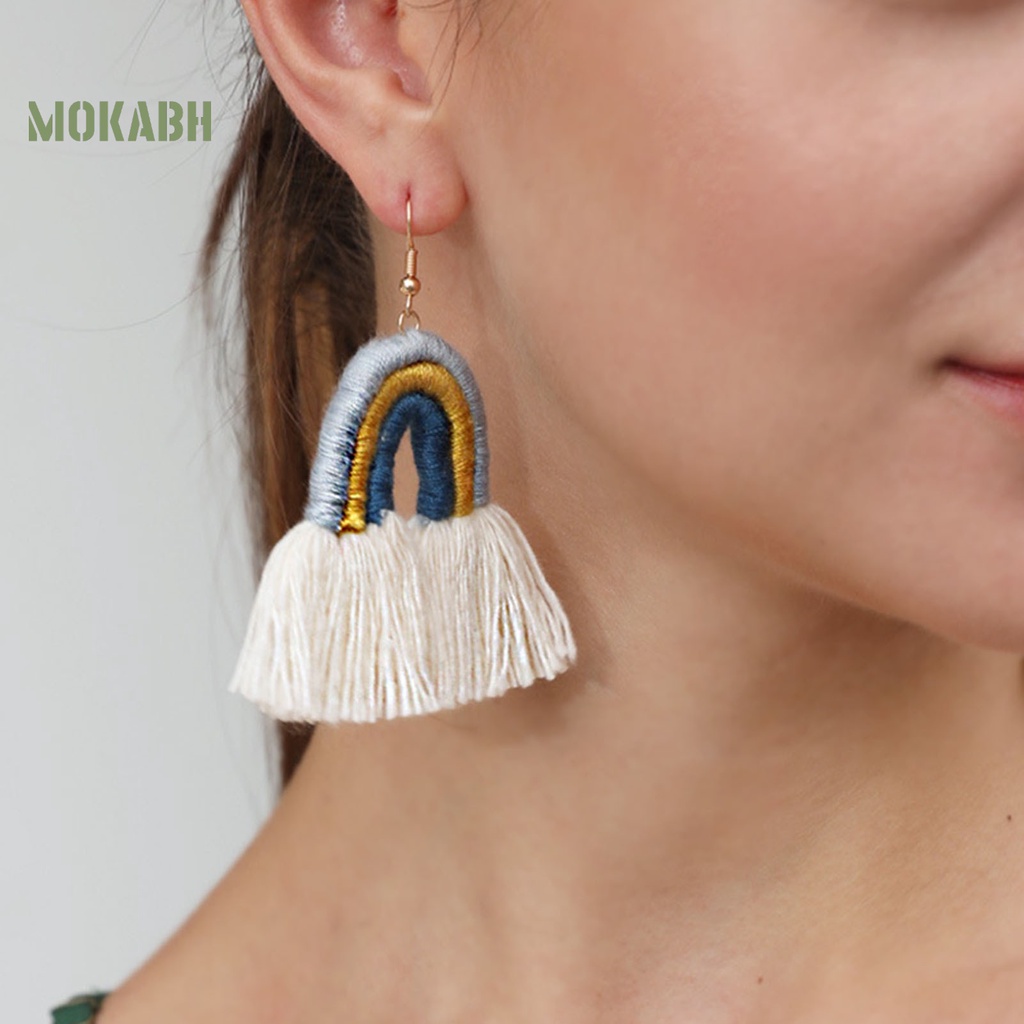 1 Cặp Bông Tai Cầu Vồng Nhiều Lớp Phong Cách Bohemian Quyến Rũ