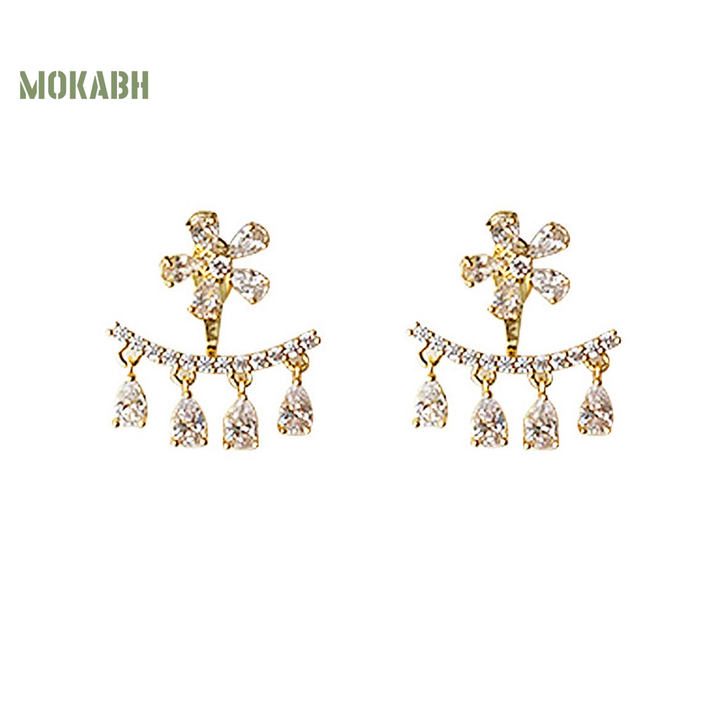 Khuyên Tai Dạng Hạt Tua Rua Hình Bông Hoa Đính Đá Lấp Lánh Theo Phong Cách Bohemia Dành Cho Nữ