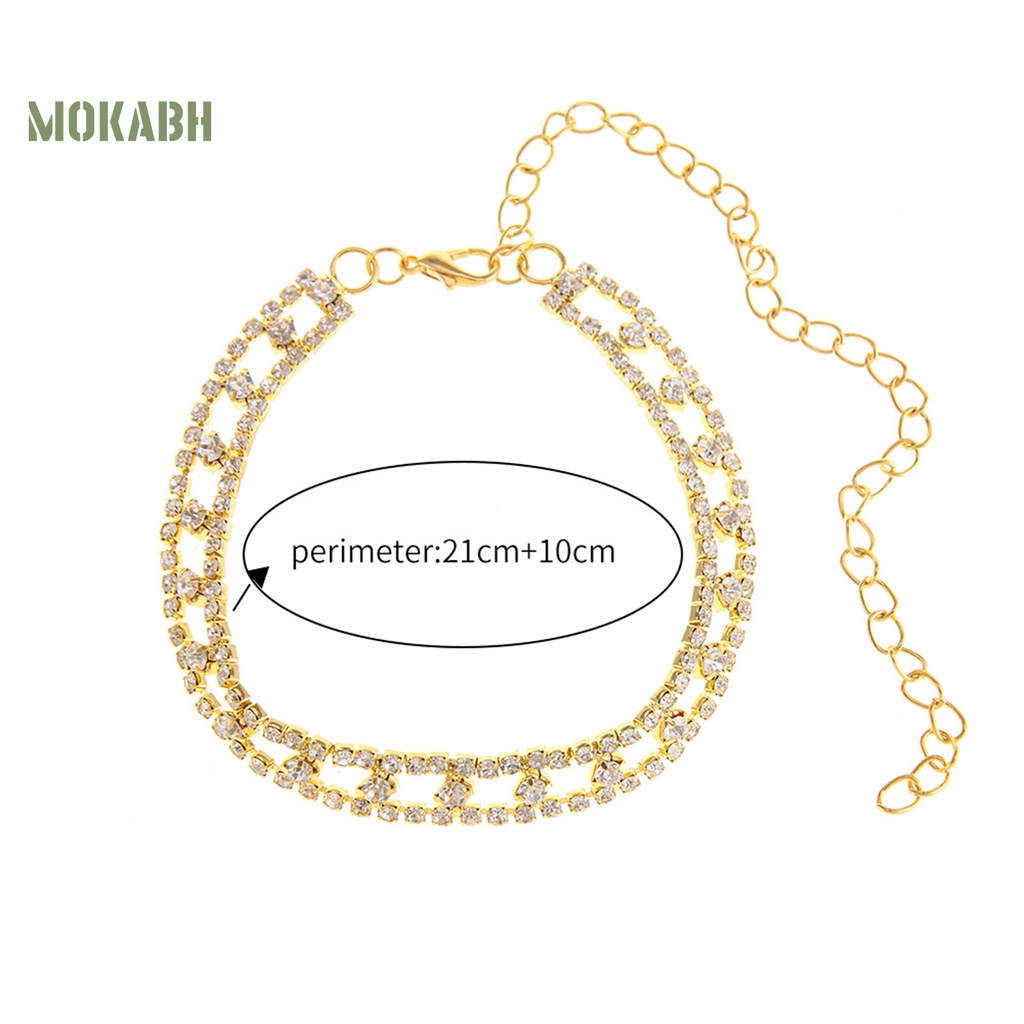 1 Lắc Chân Dạng Chuỗi Đính Đá Lấp Lánh Có Thể Điều Chỉnh Không Gây Dị Ứng Thời Trang Đi Biển Mùa Hè