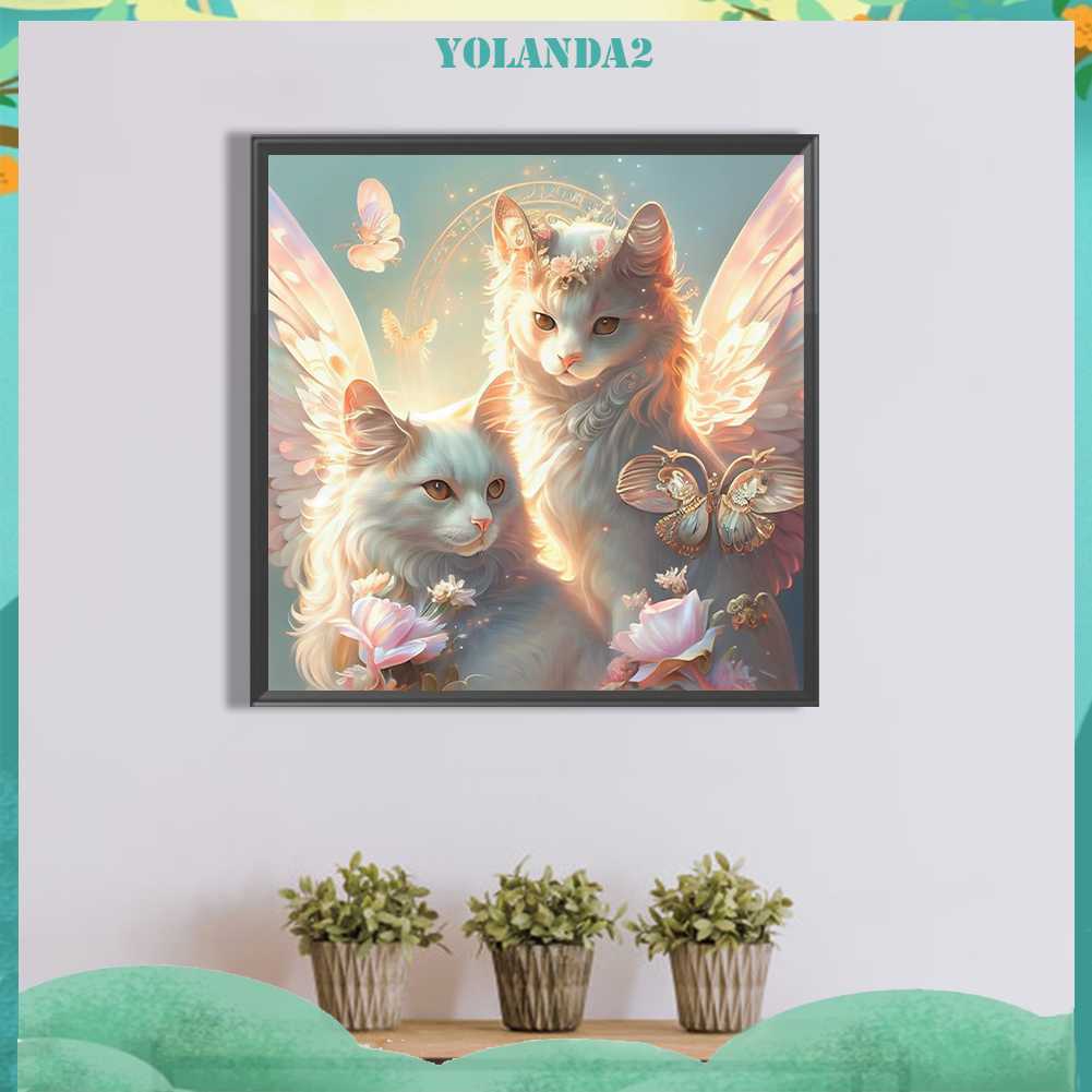 Tranh Đính Đá Kim Cương Toàn Bộ 5D DIY Hình Vẽ Mèo Trang Trí Nhà Cửa