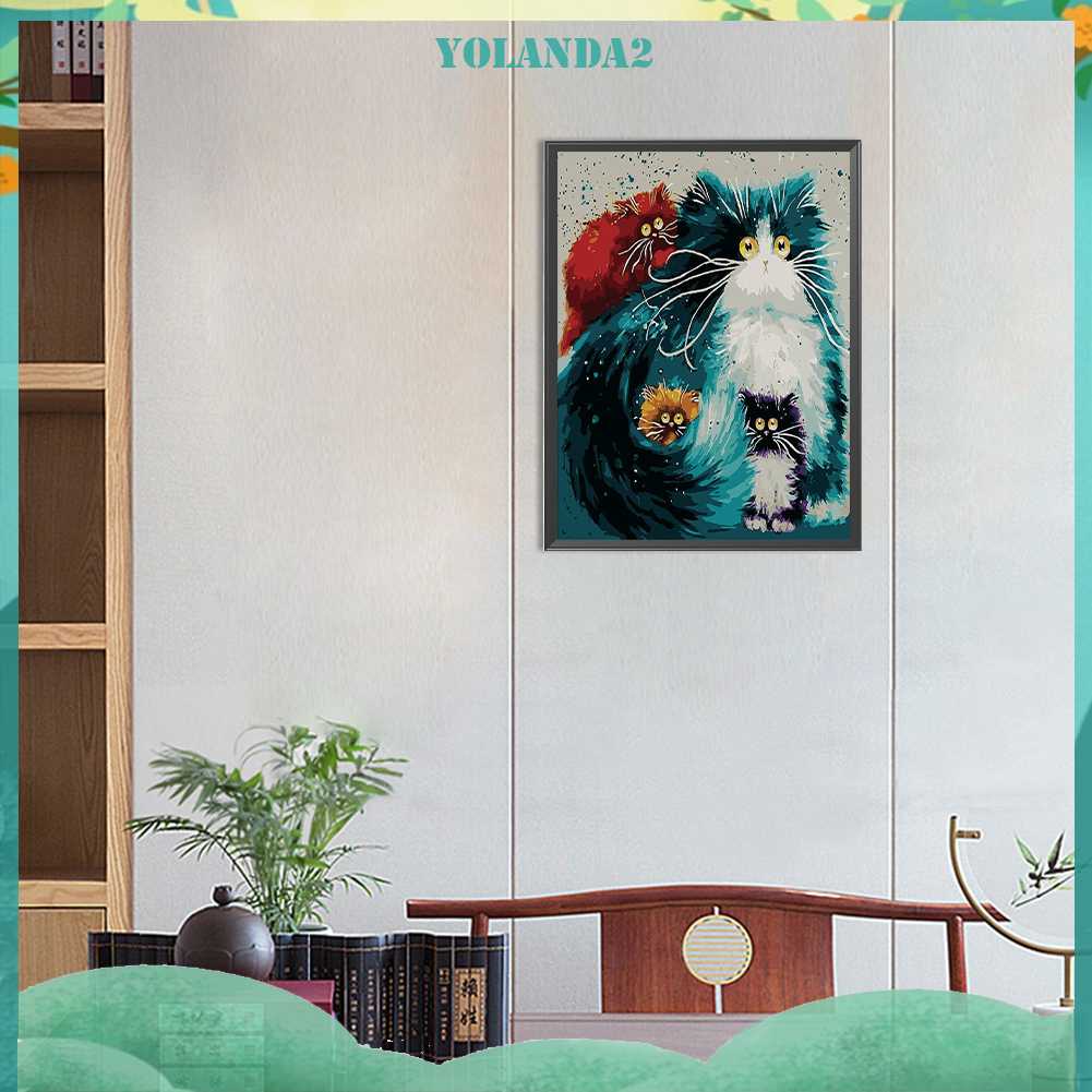 Tranh Đính Đá Kim Cương Toàn Bộ 5D DIY Hình Vẽ Mèo Trang Trí Nhà Cửa