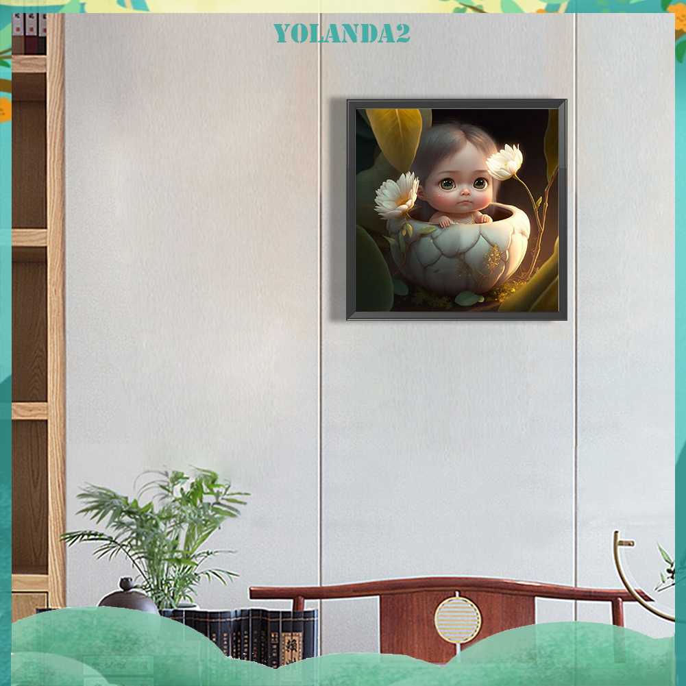 Bộ Tranh Đính Đá 5D Họa Tiết Em Bé Dễ Thương Độc Đáo DIY Dùng Trang Trí Nhà Cửa