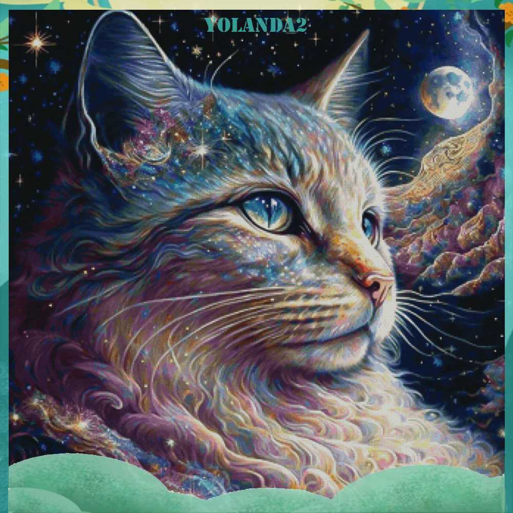 Tranh Đính Đá Kim Cương Toàn Bộ 5D DIY Hình Vẽ Mèo Trang Trí Nhà Cửa