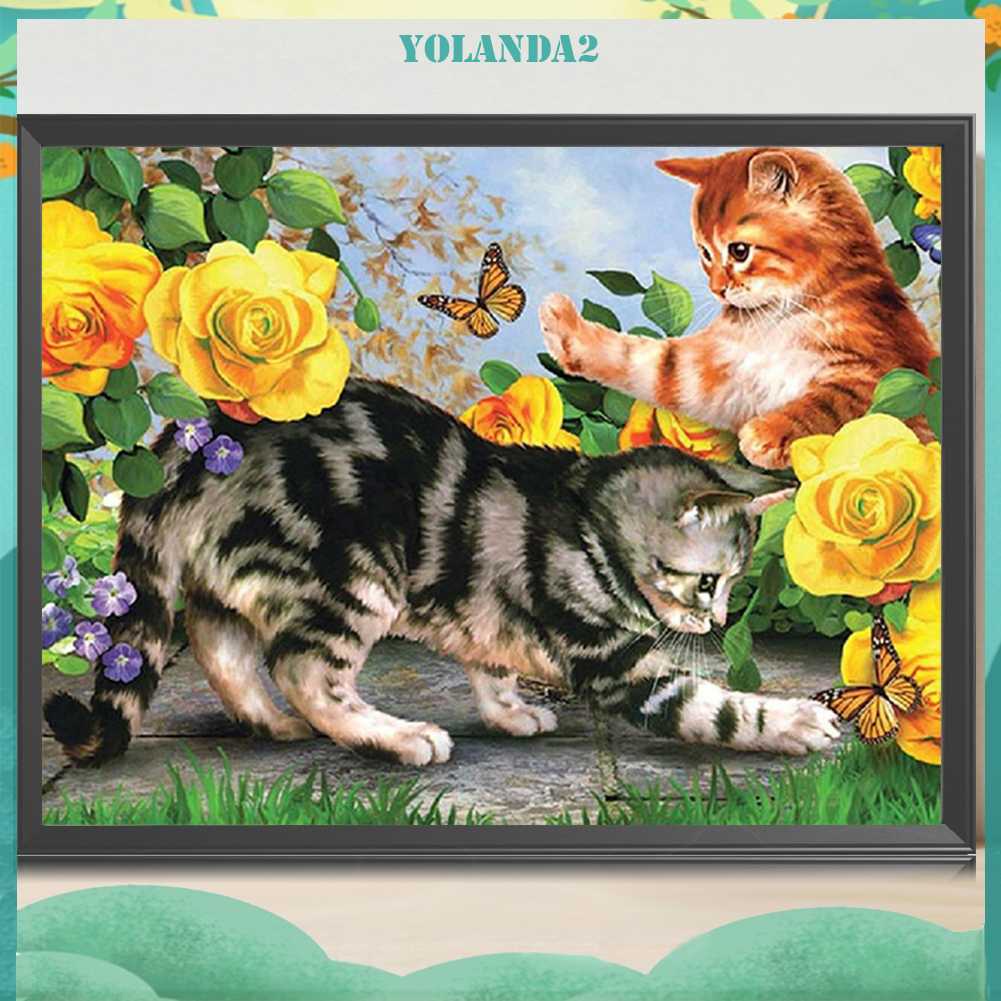 Tranh Đính Đá Kim Cương Toàn Bộ 5D DIY Hình Vẽ Chó Mèo Trang Trí Nhà Cửa