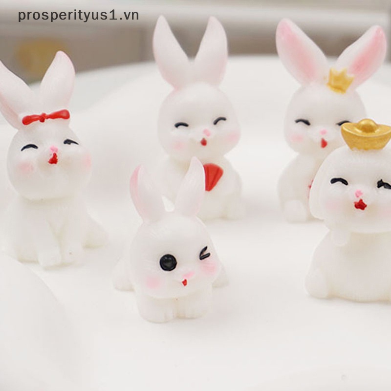 1 [prosperityus1] Set 10 Tượng Thỏ Mini Bằng Nhựa Resin Dạ Quang Dễ Thương Trang Trí Tiểu Cảnh [VN]