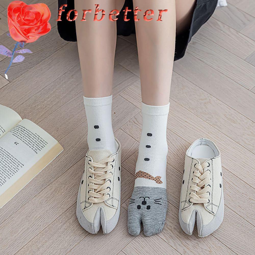 Vớ Cotton Xỏ Hai Ngón Thoải Mái Họa Tiết Mèo Hoạt Hình Cho Nữ