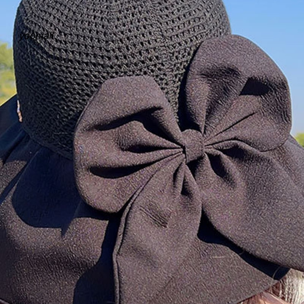 Mũ Tai Bèo Vành Rộng Chống Nắng Thoáng Khí Trang Trí Thắt Nơ Xinh Xắn