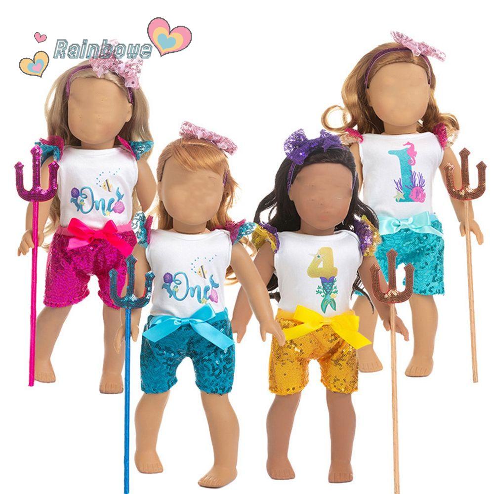 Bộ Áo Liền Quần Đính Kim Sa Màu Cầu Vồng Cho Búp Bê 18Inch