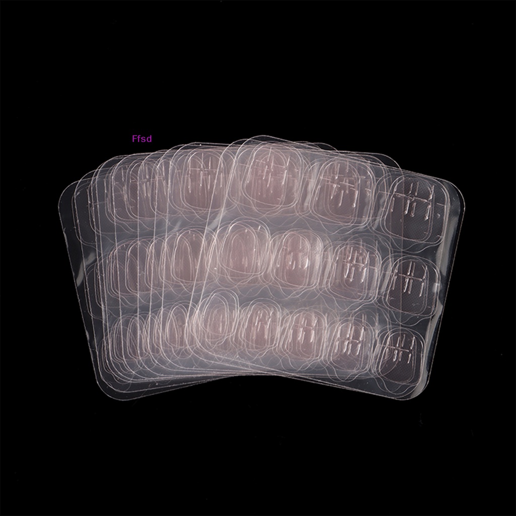 {Ffsd} Set 12 / 24 Dụng Cụ Kẹp Hai Mặt Trong Suốt Tự Dính Dạng Nhấn Cho Móng Tay Giả