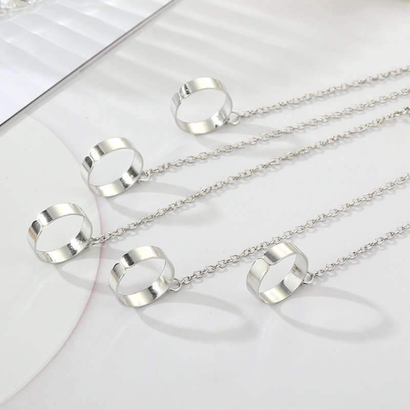 Ygt Bộ Vòng Tay + Nhẫn + Dây Xích Màu Bạc Kiểu Dáng Hình Học Thời Trang Cho Nam Và Nữ
