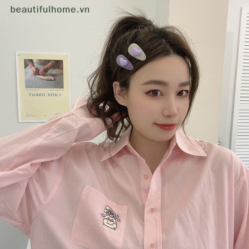 [beautifulhome] Kẹp Tóc Màu Tím Họa Tiết Chữ Cái Hình Học Trái Tim Hoạt Hình Thanh Lịch Cho Nữ [beauty]