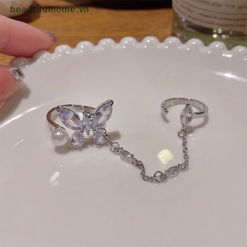Vòng cổ Nhiều Lớp Mặt Hình Bươm Bướm Đính Ngọc Trai Lấp Lánh Thời Trang Cho Nữ