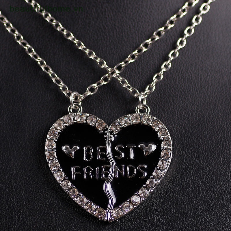 [beautifulhome] Vòng cổ Hợp Kim Khâu Hình Trái Tim Đính Kim Cương Sáng Tạo Cho Cặp Đôi / Bạn Thân [beauty]