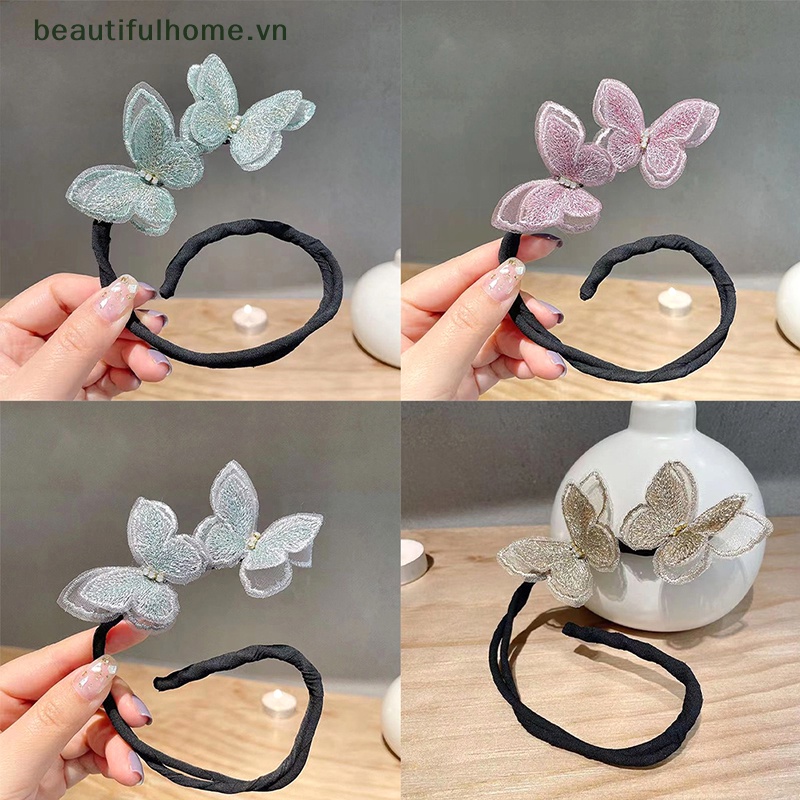 Băng Đô Bện Tóc Hình Bướm DIY Ngọt Ngào Cho Nữ