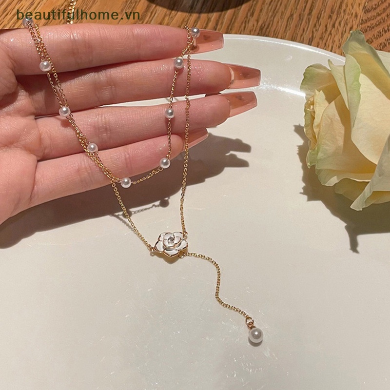 [beautifulhome] Vòng cổ Hai Lớp Đính Ngọc Trai Sang Trọng Cho Nữ [beauty]