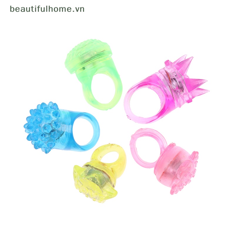 [beautifulhome] Set 2 Nhẫn Đồ Chơi Có Đèn LED Phát Sáng Trong Bóng Tối Hình Hoạt Hình Dành Cho Trẻ Em [beauty]