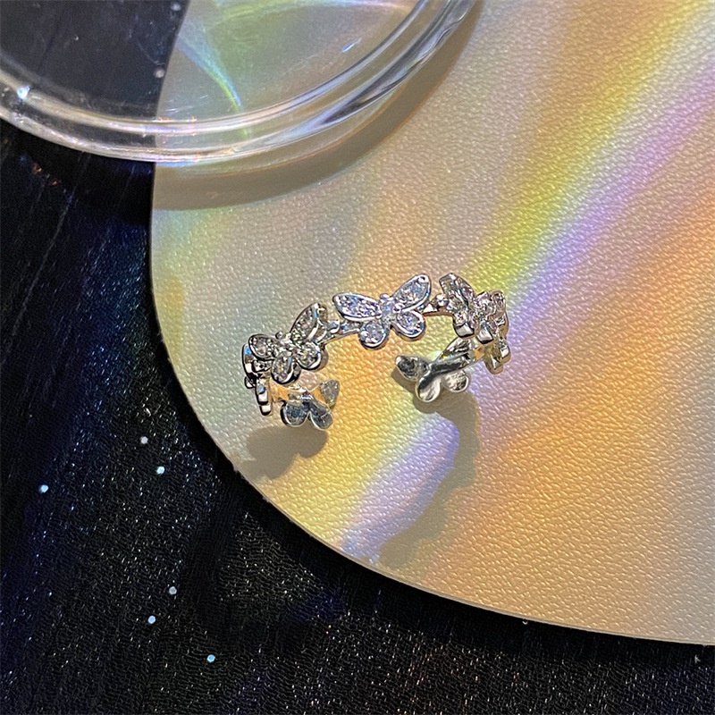Nhẫn Hở Hình Bướm Đính Đá Lấp Lánh Phong Cách Hàn Quốc Mới Cho Nữ