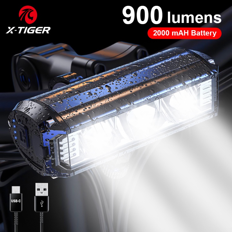 Đèn Pin X-TIGER 900Lumen 2000mAh Chống Thấm Nước Kèm Sạc USB Tiện Dụng Cho Xe Đạp Leo Núi