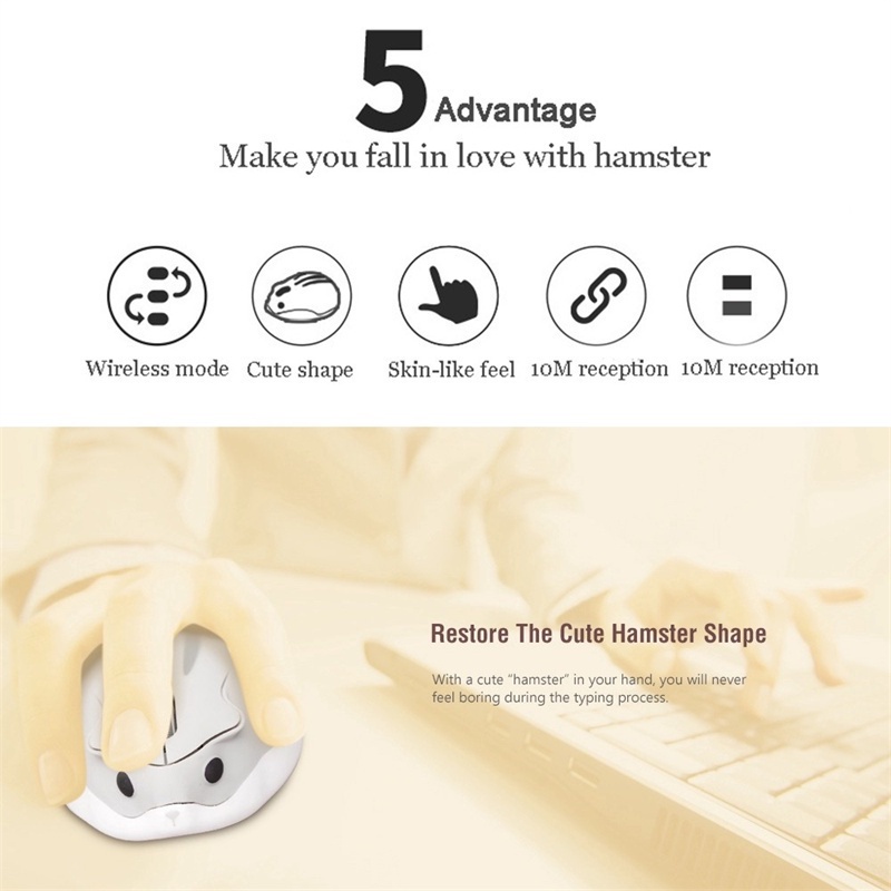 Chuột Bluetooth Không Dây Hình Chuột Hamster Dễ Thương