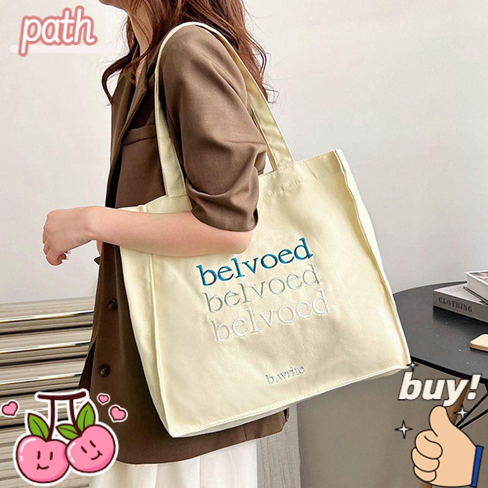 PATH Túi Xách Vải Cotton Dày Thêu Họa Tiết Dễ Thương Cho Nữ