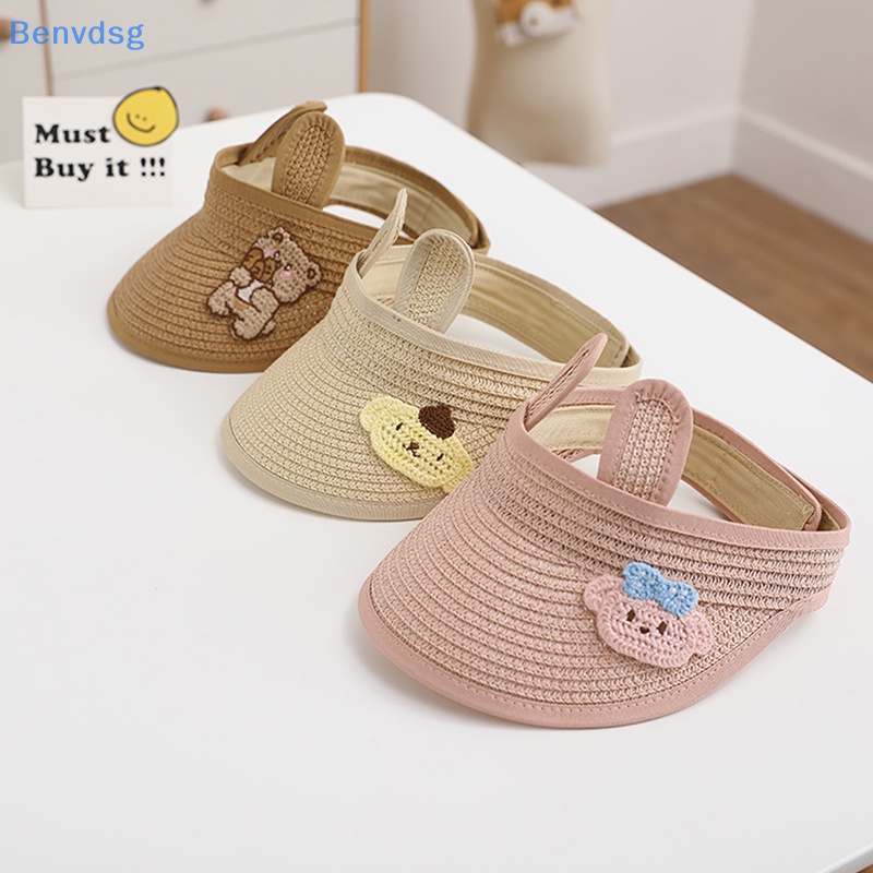 Mũ Rơm Chống Nắng Hở Chóp Hình Gấu Hoạt Hình Thời Trang Đi Biển Mùa Hè Cho Bé Trai Và Gái