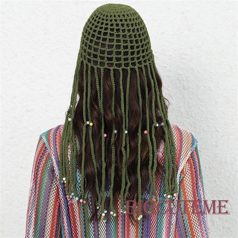 Mũ Beanie Đan Len Thủ Công Đính Hạt Thời Trang Cho Nữ