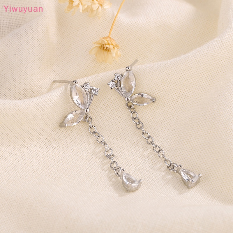 Khuyên Tai Dáng Dài Đính Đá Zircon Hình Bướm Thời Trang Mới Cho Nữ