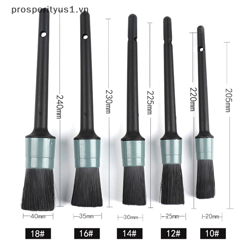 1 [prosperityus1] Bộ 5 Bàn Chải Lông Mềm Cán Dài Làm Sạch Xe Hơi [VN]